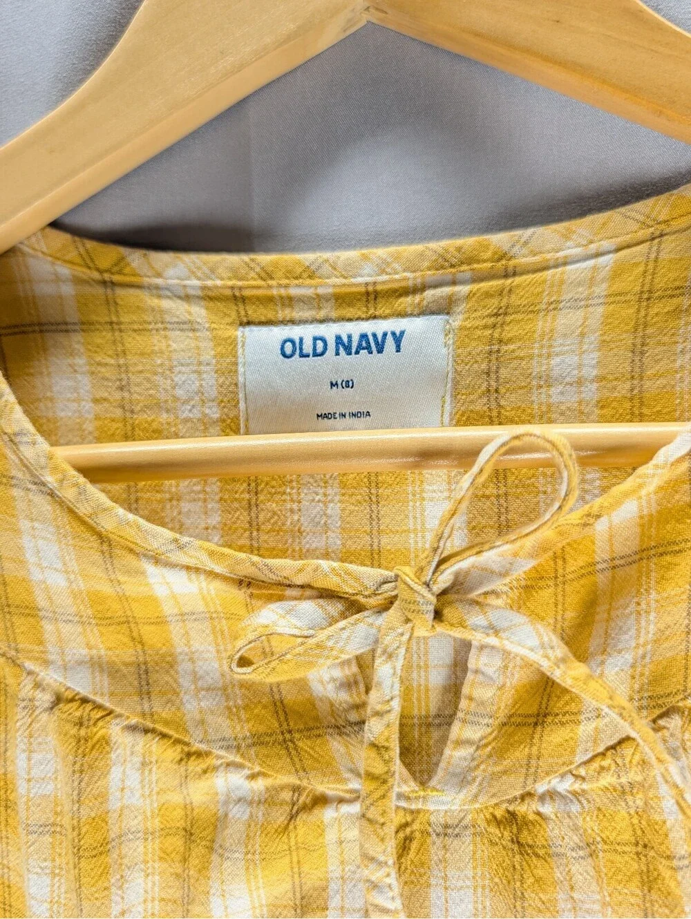 Old Navy Girls' Yellow Plaid Puff Sleeve Dress, Size M 8